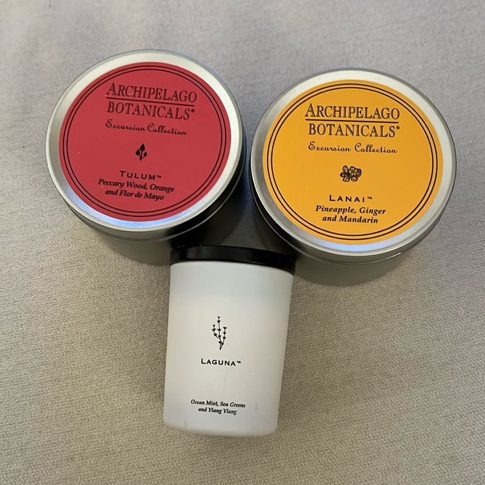 NIP Archipelago Botanicals Candles 3 different candles
Lanai
Tulum
and Laguna